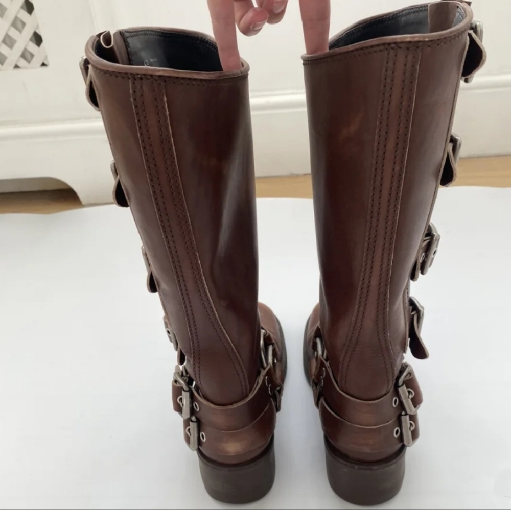 Miu Miu Harness Buckle Boots Brown Leather - Picture 4 of 11